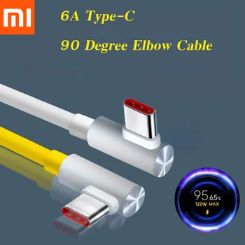 Оригинален Xiaomi Elbow 90 Градуса 6A USB Type C C 120 W Кабел За Бързо Зареждане С L-Образно се Огъне За Пренос на Данни Mi 12 11 Redmi Note 11 POCO Pro X4