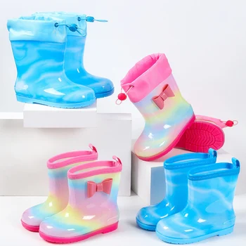 Детски преливащи непромокаеми обувки, нескользящая лека гума непромокаемая обувки за момичета и момчета
