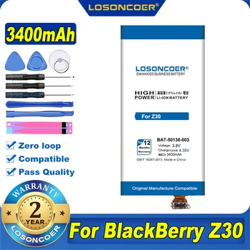 100% Оригинална батерия LOSONCOER 3400mAh BAT-50136-003 за батерията на мобилен телефон BlackBerry Z30