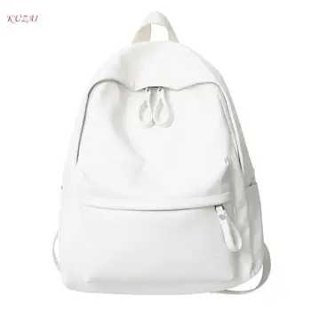 KUZAI Нов дамски раница от изкуствена кожа, однотонная готина чанта за унисекс, модерен училищен раница за момчета, чанта за книги, раници за почивка за момичета