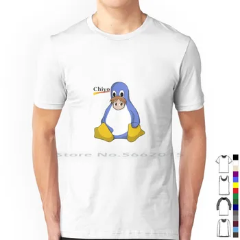 Тениска с Логото на Chiyo от 100% памук Chiyo Mihama Azumanga Daioh Аниме Linux Meme Penguin С Къс Ръкав