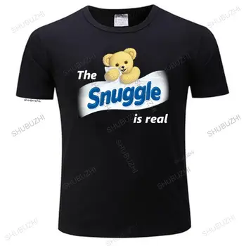 Модната марка мъжка тениска свободна градинска облекло тениски The Snuggle Is Real Snuggle Bear Тениска Памук САМ Принт homme тениска унисекс