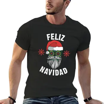 Мексикански Коледен Захарен череп Feliz Навидад, Испаноязычная тениска с коледни подаръци, летен топ тениска оверсайз за мъже