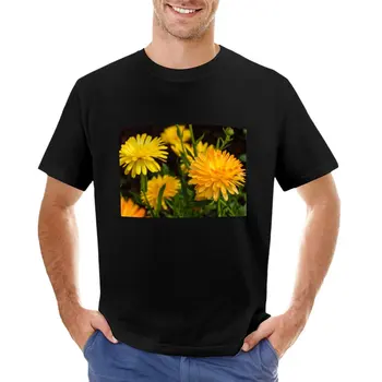 Тениска с жълти и оранжеви цветя, изработени по поръчка, мъжки t-shirt