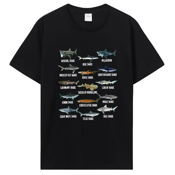 Биология видове акули Различни видове акули Тениска с комиксами, дрехи за деца, тениски с печат, тениски за възрастни, Подарък облекло