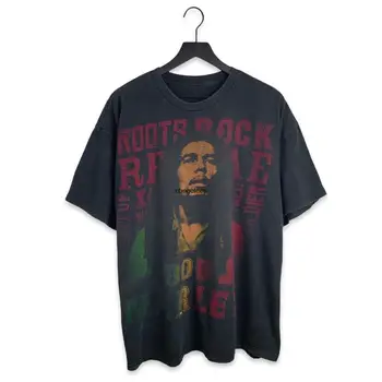 Реколта риза на Боб Марли 00-те години за възрастни, размер XL, черен выцветшая мъжка тениска