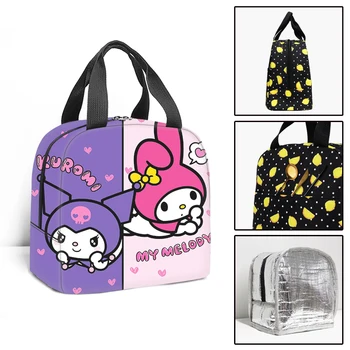 Симпатична детска, училищна чанта за обяд Sanrio Kuromi с термоизолация, чанта-хладилник, чанти за пикник, детски пътна чанта с принтом