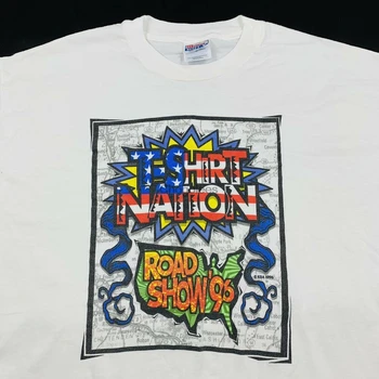 Реколта тениска Hanes 1996 г. Nation Road Show, Бяла тениска, Размер XL, САЩ