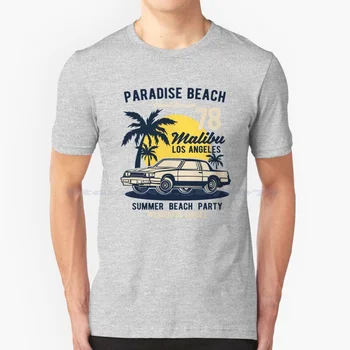 Тениска от 100% памук тениска Los Angeles Buzzer Paradise, плажна машина, палми, рай за сърф, водни спортове, Лятна фотосесия, Уиндсърфинг