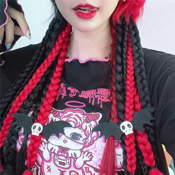 Ins Harajuku Тъмно-Черна Гранжевая Готическата Шнола Kpop Skeleton Hairpin за Жени Spice Hot Girl Модни Дрехи За Косата Уникален Дамски Шнола за Коса