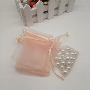 500шт. Подаръчни торбички от органза за шампанско, подаръчни торбички от органза за опаковане на бижута, Коледна чанта за съхранение на сватбени бижута, чанта за съвсем малък