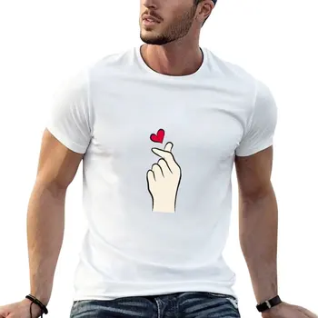 Тениска с корейски сърце, великолепна тениска, тениски по поръчка, черна тениска, тениска оверсайз, мъжки t-shirt