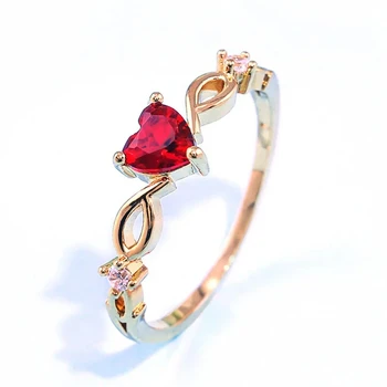 Просто пръстен във формата на сърце за жени, скъп пръстен за приятелки, романтичен подарък за рожден ден, мода декорация от цирконий
