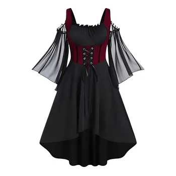Коктейлни рокли За жени, мода, Готически стил, Винтажное рокля Midi 1950-те години, дълга разкроена Мандалорские cosplay-костюми за възрастни
