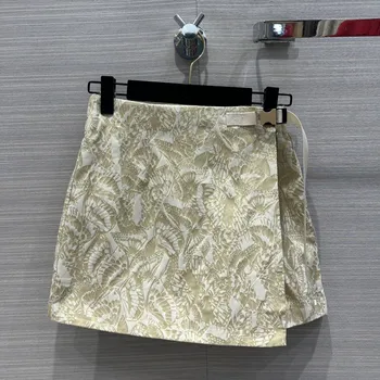 В началото на пролетта 2024 г. Нова жаккардовая пола-пеперуда със златна нишка, заплатанная пола-панталони, женствена мини рокля трапецовидна форма