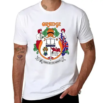 Нова оранжева тениска Vintage Усилватели Герб, черни тениски, тениски за любителите на спорта, тениски за гиганти, мъжки t-shirt