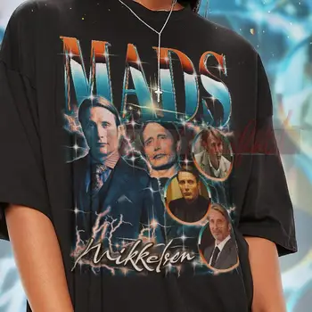 Тениска MADS MIKKELSEN на 90-те години - Mads Mikkelsen Bootleg Tees Подарък на Феновете Mads Mikkelsen Mads Mikkelsen Реколта Ретро-риза Hannibal L