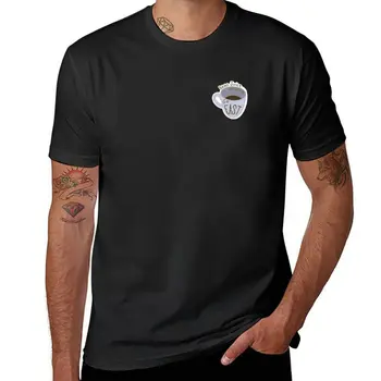 Нова тениска с утайка от чаша, черни тениски, мъжки дрехи, мъжки памучен тениска