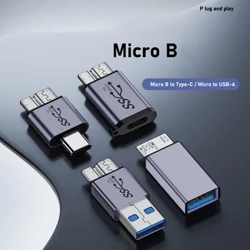 Конектор USB Type C-MicroB за предаване на данни със скорост 10 Gbit / с кабел-адаптер за зареждане на преносими твърди дискове, мобилни телефони