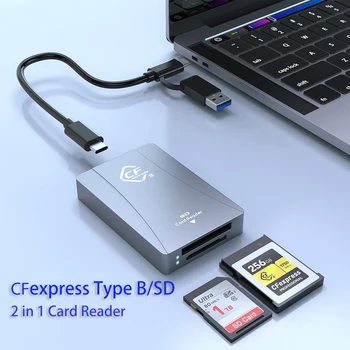 Четец на SD-карти CFexpress Type B USB 3.1 Gen 2 10 Gbit/с Алуминиев Адаптер за карта с памет CFexpress, Съвместими с 3 порта Thunderbolt