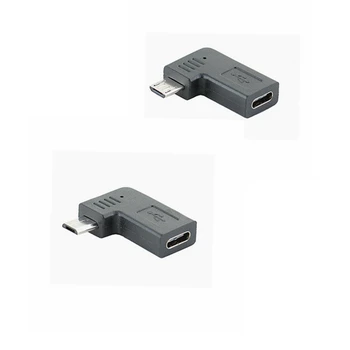 USB-C Type-C за свързване към Micro USB 2.0 5Pin-Штекерному Адаптер за прехвърляне на данни от 90-градусным Леви и Десни Ъглови съединител