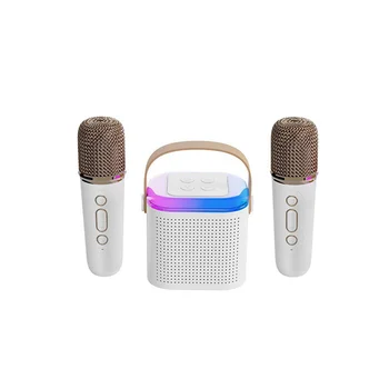 Безжично аудио за караоке, домашна портативна колона Bluetooth, забавления за пеене, аудио за караоке, вграден микрофон, бял