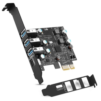 Адаптер PCI-E USB3.0 4 порта 3 Тип A-1 Тип C PCIE 1X Разширени Допълнителни карти с чипове FL1100 ASM1543 за настолен компютър