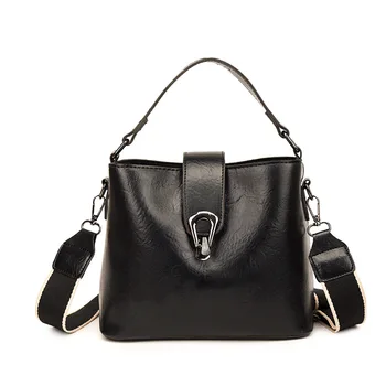 2024 Обикновен дамски чанти-кофи от изкуствена кожа с Високо качество, луксозни Маркови дизайнерски чанти, Дамски чанта през рамо с широк колан