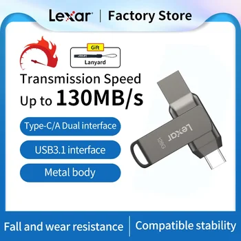 Lexar Type-C USB Флаш Памети 130 MB/s. USB 3.1 Метален Двоен Флаш Памет 32 GB 64 GB 128 GB, 256 GB за Мобилния Телефон на вашия Компютър