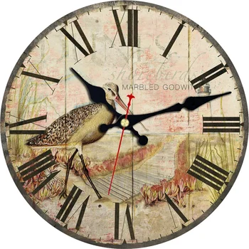 Природа Пейзаж Стенни часовници Дизайн с цветя и водоплавающими птици Тиха Хол, Кабинет Офис, Кухненски възел Изкуство Изтъркан Шик Големи Стенни часовници