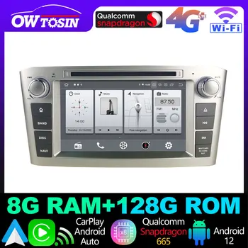 Owtosin 4G WiFi 8 Основната 8G + 128G Android 12 Кола DVD плейър За Toyota Avensis T250 2003-2010 CarPlay Video Audo GPS Радио Авторадио
