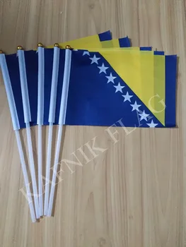 Кафник, 5шт 14*21 см Малко знаме на Босна и Херцеговина, национален ръчно флаг с шестия за украса реклама, безплатна доставка