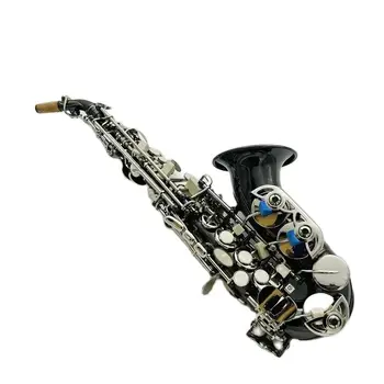 Висококачествен Сопран-саксофон Си бемол с черно покритие, професионални музикални инструменти с аксесоари за мундштуков, безплатна доставка