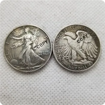 1938-D Walking Liberty МОНЕТА В полдоллара КОПИЕ на възпоменателни монети-реплики на монети, медали, монети за колекционери