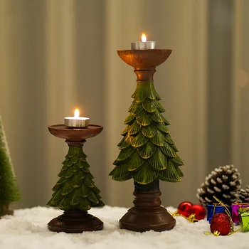 Коледно Дърво от смола Свещник Фигурки на Коледна Украса Свещник Занаят Домашен Интериор Интериор Дневна