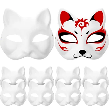 Маска за парти в чест на Хелоуин, Бели маски, хартиени маски, Е маска на котка за украса със собствените си ръце, Е картина, маскарад, cosplay-парти