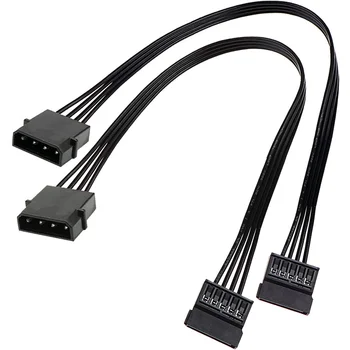 Molex IDE с 4-пинов конектор на 15-пинов SATA Кабел-адаптер преобразувател за захранване на Твърдия диск HDD SSD удължителен кабел за захранване, 2 опаковки