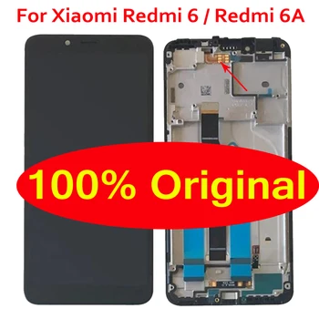 Оригинални LCD дисплей със сензорен екран и цифров преобразувател в събирането На Xiaomi Redmi 6 6A с подмяна на рамка Pantalla 10 точки докосване