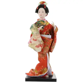 Японското Кимоно Гейша Азиатски Кимоно Фигурка Кокеши Модел Гейша Танцуваща Жена Занаяти Украса на масата 27X9,5X9,5 см
