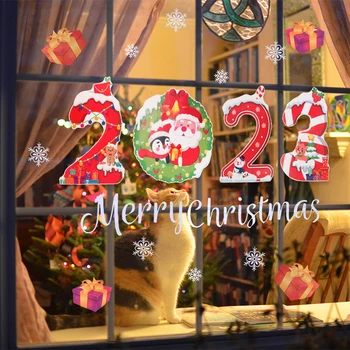 Коледни Стикери За Стена И Прозорец Весела Коледна Украса За Дома Коледна Украса Noel Коледа Навидад Подарък За Нова Година 2022