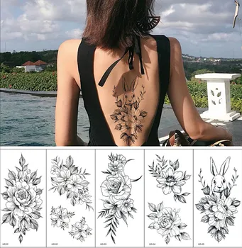 Водоустойчив Временна Татуировка Стикер Love Flash Tattoos Печат на устните Пеперуда Цветя Тигър Боди-арт Ръка Фалшив Ръкав Татуировки Жените