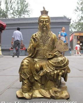 16-инчов Китайската Народна classic от чиста Мед Тай Шан Лао Юни Даоист Религия Статуя на Буда 40 см