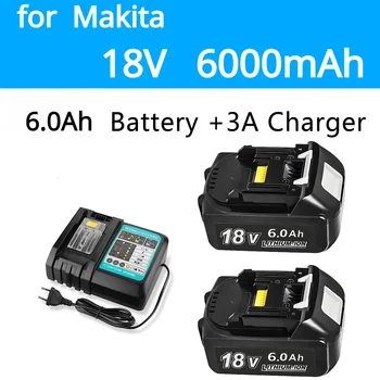 за Makita 18V Батерия 6000mAh Батерия за електрически Инструменти с Led Литиево-йонна батерия Заместител на LXT BL1860B BL1860 BL1850 3A Зарядно Устройство