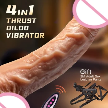 Реалистичен автоматично вибратор за жените Gspot Секс играчки фалос силикон дистанционно управление, топъл, весел, въртящи, толкающий вибратор вибратор