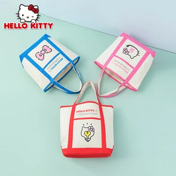 Портмоне и чанта Hello Kitty Sanrio Дизайнерски Чанти Гор Girls Kawaii Дамски Калъфи Памучни Чанти-Тоут за Жени