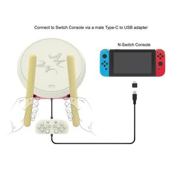 Кабелен Барабан Taiko с Барабан Пръчка Соматосенсорный Барабан на Игрален Автомат за Nintendo Switch Taiko No Tatsujin