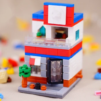 3D Модел САМ Кухненски Блокове, Тухли, Сграда на Градска Улица Магазин за Бързо Хранене Бургер Ресторант Архитектурната Играчка за Деца