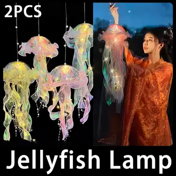 Лампа във формата на медузи, Преносим цветен лампа, Лампа за украса на атмосферата в стаята момичета, лека нощ в спалнята, Декорация на дома, Нощни осветителни тела