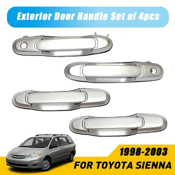 Предна Задна лява дясна външна врата копчето, комплект от 4 бр. за Toyota Sienna Silver 1998-2003