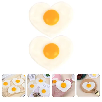 2 бр Имитация на декор за омлет за кухня Имитация на бъркани яйца-глазуньи Храни поставка Фалшива модел от PVC